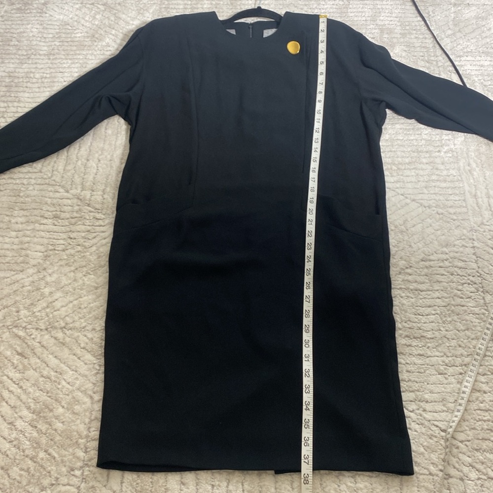 Liz Claiborne Black Shift Dress Size 4 Gold Button Vintage Style - Picture 13 of 14